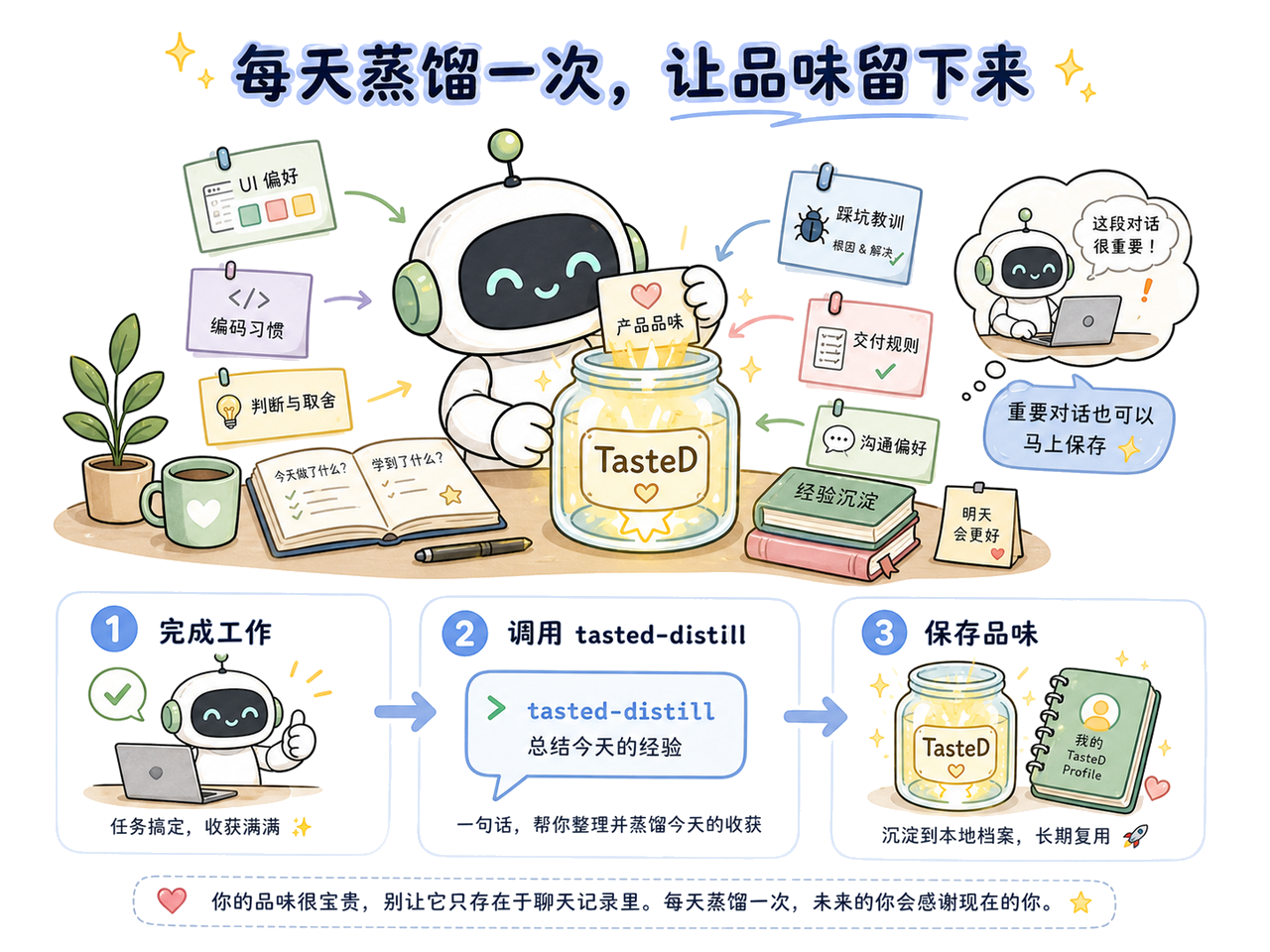 TasteDistill 将工作结束后的经验沉淀成本地品味记忆